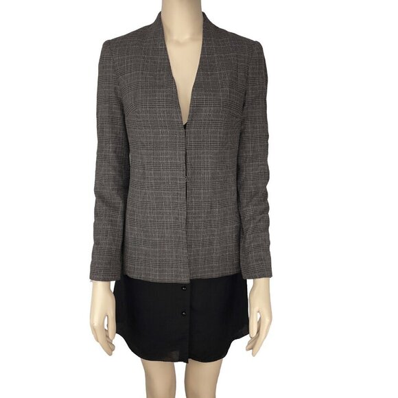 KOTON Slim fit Checked Academia Preppy Office Grey Black Blazer Jacket sz 36 - Picture 6 of 11